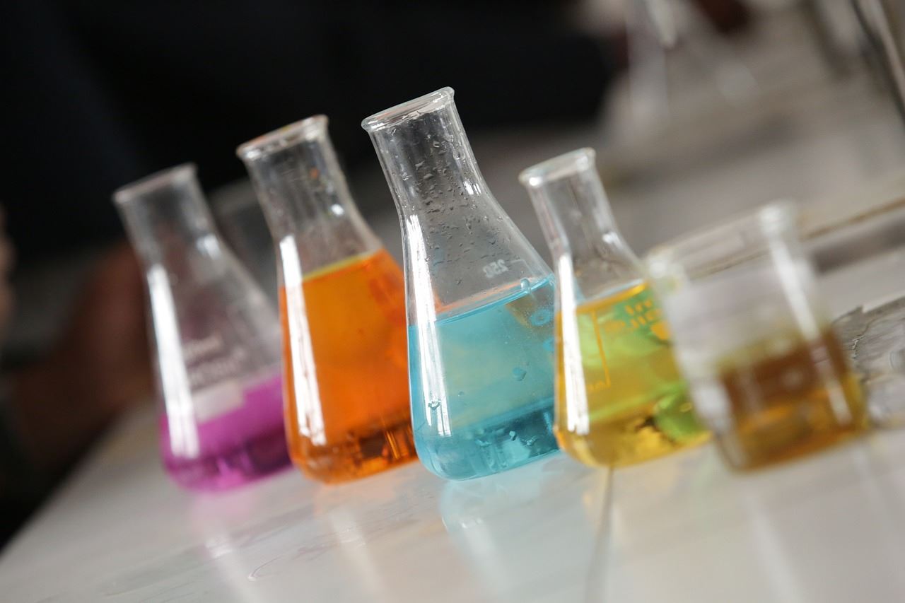 Colorful liquids in test tubes